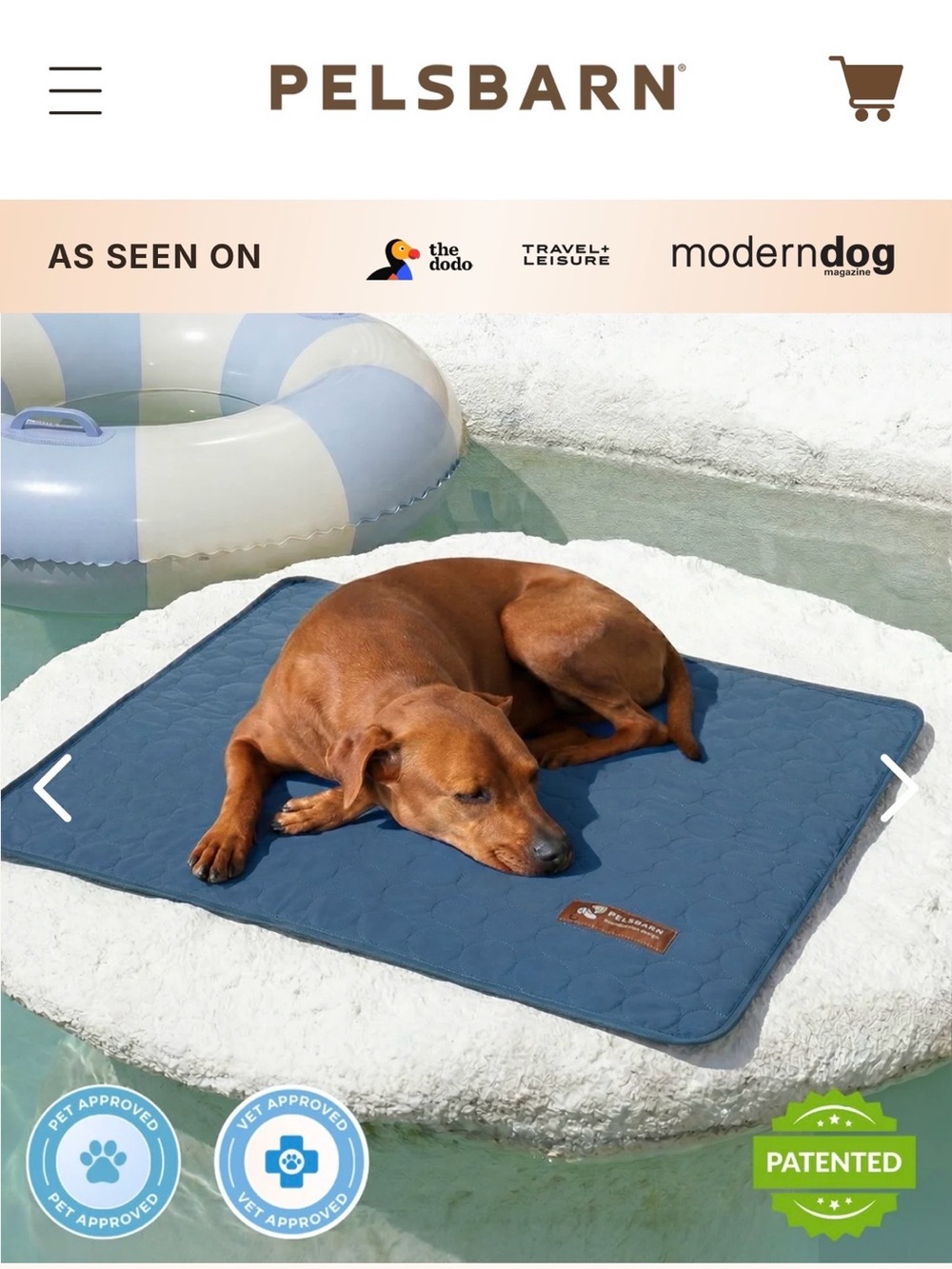 NWT - Pelsbarn Quilted Dog Cooling Mat and Cooling Blanket - Size L - Deep Blue